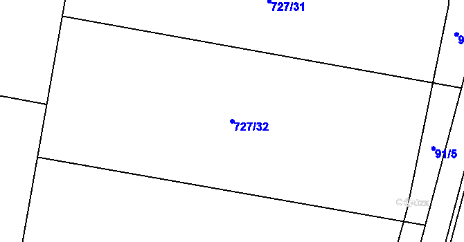 Parcela st. 727/32 v KÚ Vestec u Hořiček, Katastrální mapa