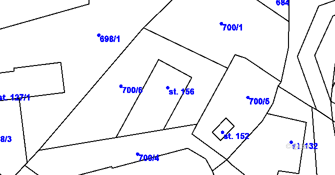 Parcela st. 156 v KÚ Vestec u Hořiček, Katastrální mapa