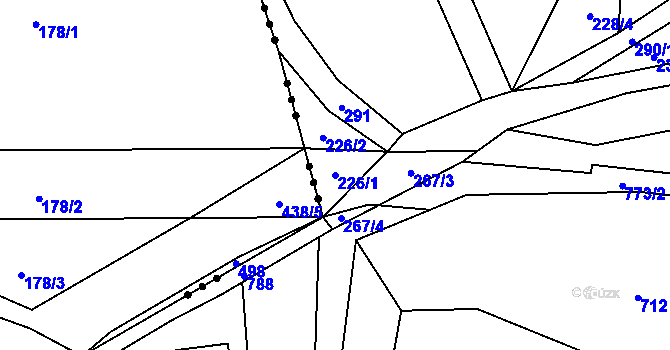 Parcela st. 226/1 v KÚ Vestec u Hořiček, Katastrální mapa
