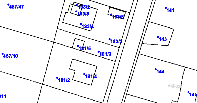Parcela st. 181/3 v KÚ Lhota pod Libčany, Katastrální mapa