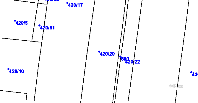 Parcela st. 420/20 v KÚ Lhota pod Libčany, Katastrální mapa