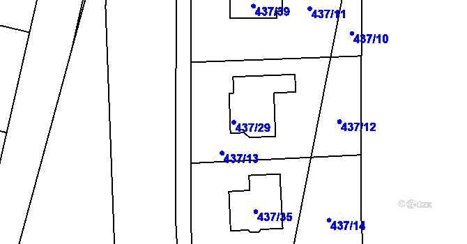 Parcela st. 437/29 v KÚ Lhota pod Libčany, Katastrální mapa