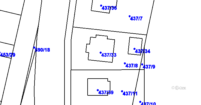 Parcela st. 437/33 v KÚ Lhota pod Libčany, Katastrální mapa