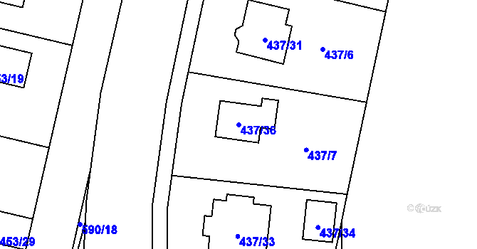 Parcela st. 437/36 v KÚ Lhota pod Libčany, Katastrální mapa