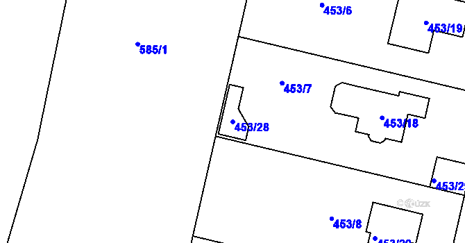 Parcela st. 453/28 v KÚ Lhota pod Libčany, Katastrální mapa
