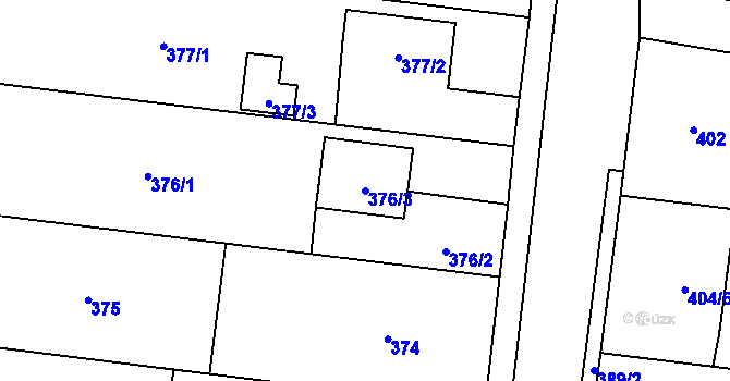 Parcela st. 376/3 v KÚ Lhota pod Libčany, Katastrální mapa