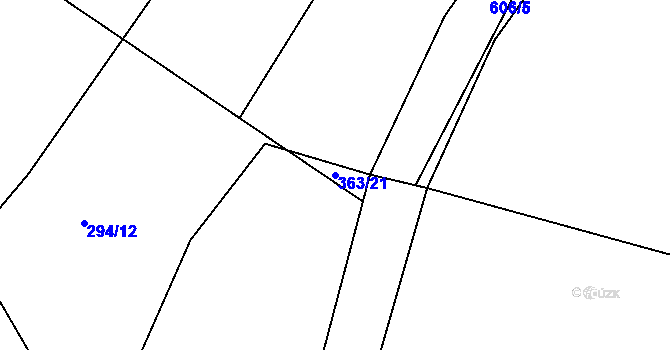 Parcela st. 363/21 v KÚ Lhota pod Přeloučí, Katastrální mapa