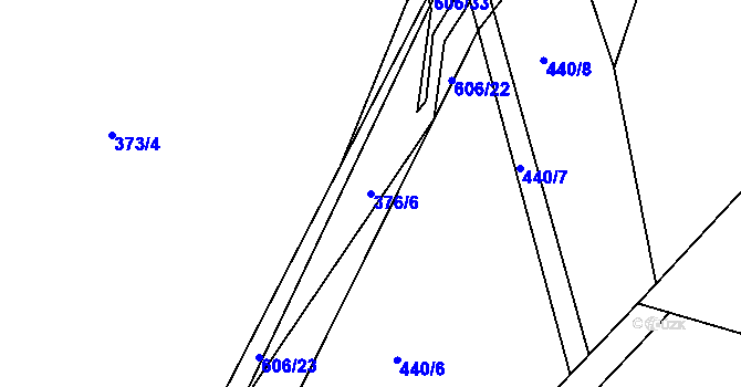 Parcela st. 376/6 v KÚ Lhota pod Přeloučí, Katastrální mapa