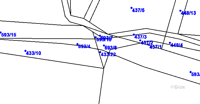 Parcela st. 433/22 v KÚ Lhota pod Přeloučí, Katastrální mapa