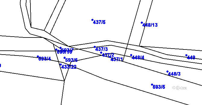 Parcela st. 437/2 v KÚ Lhota pod Přeloučí, Katastrální mapa