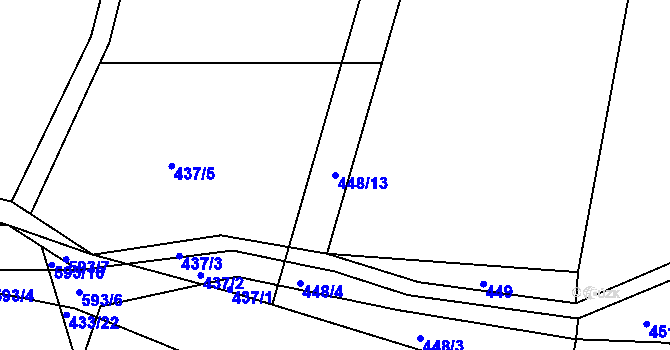 Parcela st. 448/13 v KÚ Lhota pod Přeloučí, Katastrální mapa