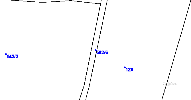 Parcela st. 582/6 v KÚ Lhota pod Přeloučí, Katastrální mapa
