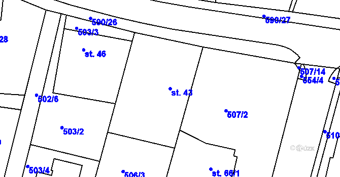 Parcela st. 43 v KÚ Lhota pod Přeloučí, Katastrální mapa