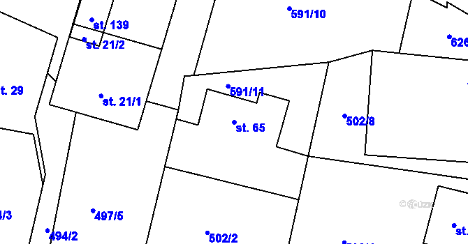 Parcela st. 65 v KÚ Lhota pod Přeloučí, Katastrální mapa