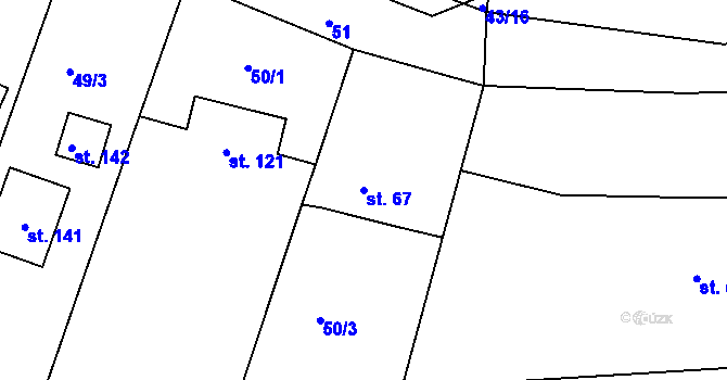 Parcela st. 67 v KÚ Lhota pod Přeloučí, Katastrální mapa