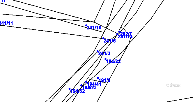 Parcela st. 241/3 v KÚ Lhota pod Přeloučí, Katastrální mapa