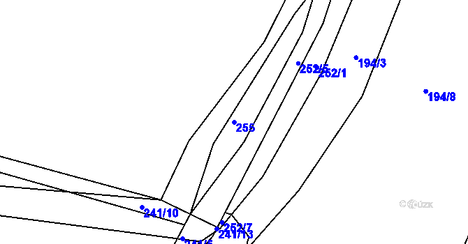 Parcela st. 255 v KÚ Lhota pod Přeloučí, Katastrální mapa