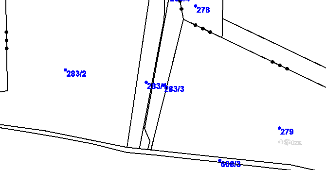 Parcela st. 283/3 v KÚ Lhota pod Přeloučí, Katastrální mapa