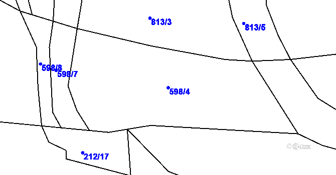 Parcela st. 598/4 v KÚ Lhota pod Přeloučí, Katastrální mapa