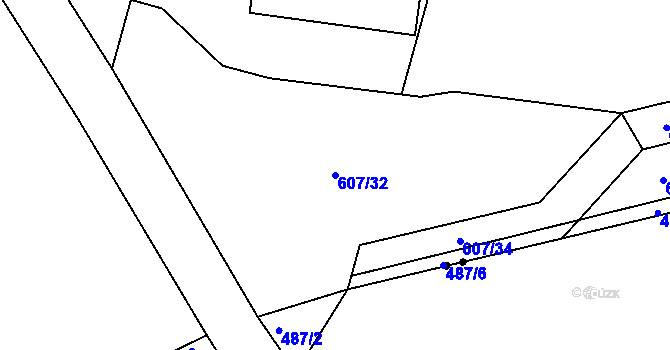 Parcela st. 607/32 v KÚ Lhota pod Přeloučí, Katastrální mapa