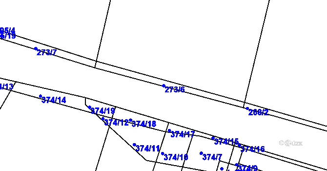 Parcela st. 273/6 v KÚ Lhota pod Přeloučí, Katastrální mapa