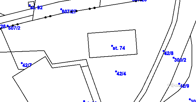 Parcela st. 42/12 v KÚ Škudly, Katastrální mapa