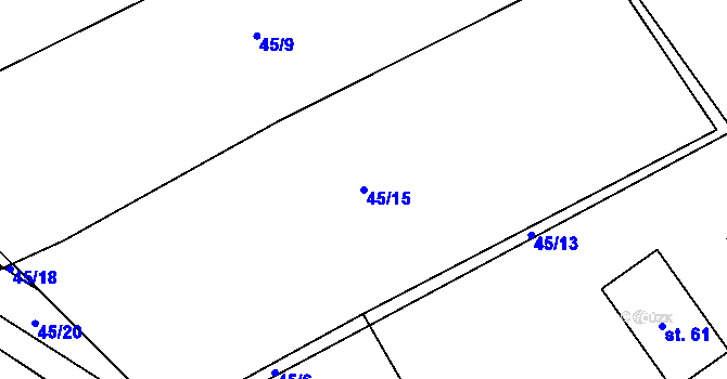 Parcela st. 45/15 v KÚ Škudly, Katastrální mapa