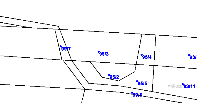 Parcela st. 95/3 v KÚ Škudly, Katastrální mapa