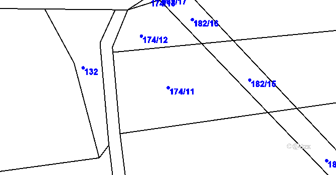 Parcela st. 174/11 v KÚ Škudly, Katastrální mapa