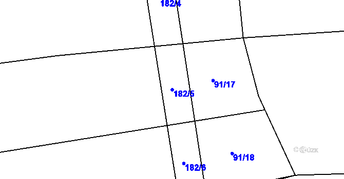 Parcela st. 182/5 v KÚ Škudly, Katastrální mapa