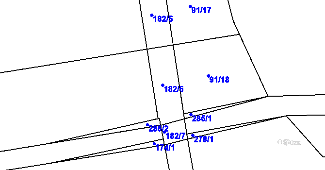 Parcela st. 182/6 v KÚ Škudly, Katastrální mapa
