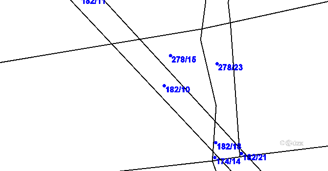 Parcela st. 182/10 v KÚ Škudly, Katastrální mapa