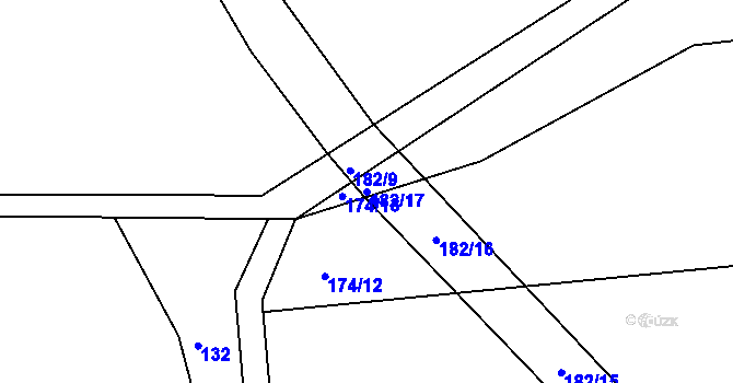 Parcela st. 182/17 v KÚ Škudly, Katastrální mapa