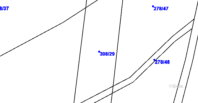 Parcela st. 308/29 v KÚ Škudly, Katastrální mapa