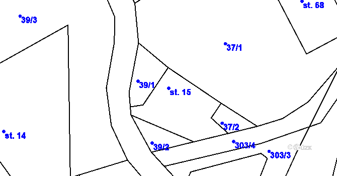 Parcela st. 15 v KÚ Škudly, Katastrální mapa