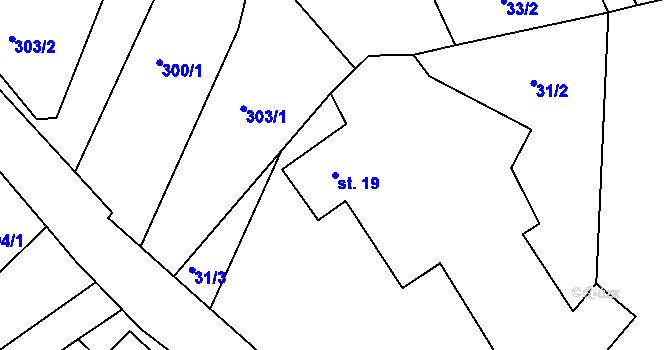 Parcela st. 19 v KÚ Škudly, Katastrální mapa