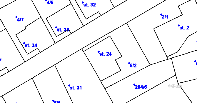 Parcela st. 24 v KÚ Škudly, Katastrální mapa