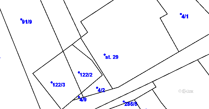 Parcela st. 29 v KÚ Škudly, Katastrální mapa