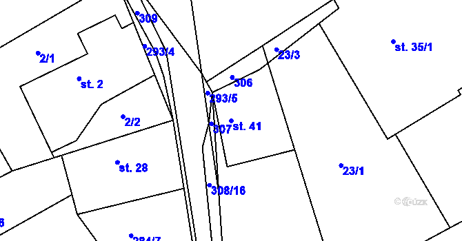 Parcela st. 41 v KÚ Škudly, Katastrální mapa