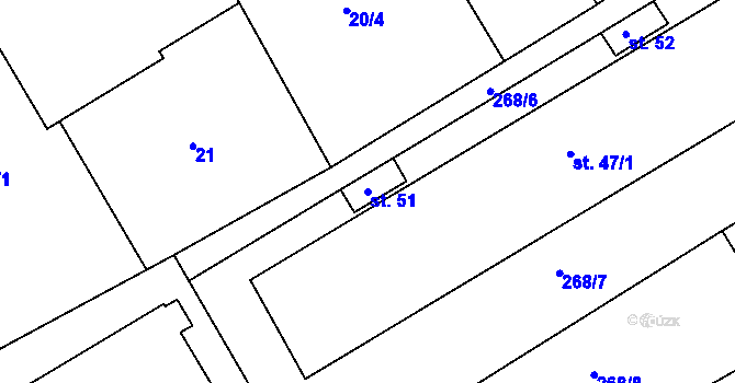 Parcela st. 51 v KÚ Škudly, Katastrální mapa