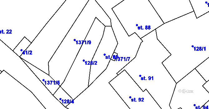 Parcela st. 89 v KÚ Lhota pod Radčem, Katastrální mapa