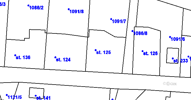 Parcela st. 125 v KÚ Lhota pod Radčem, Katastrální mapa