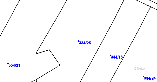 Parcela st. 334/25 v KÚ Lhota pod Radčem, Katastrální mapa