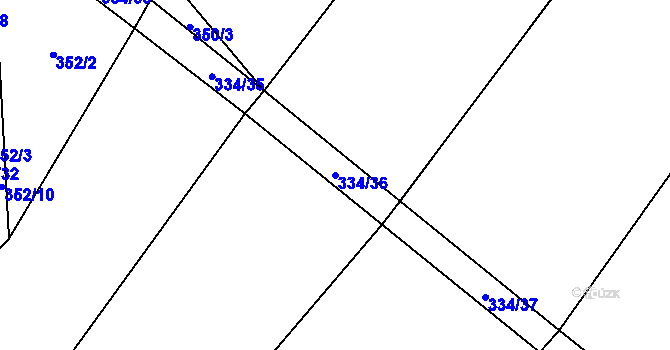 Parcela st. 334/36 v KÚ Lhota pod Radčem, Katastrální mapa