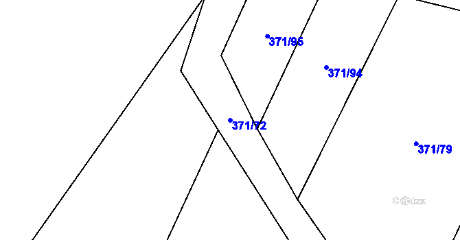Parcela st. 371/72 v KÚ Lhota pod Radčem, Katastrální mapa