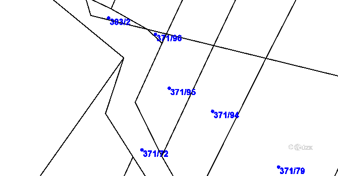 Parcela st. 371/95 v KÚ Lhota pod Radčem, Katastrální mapa