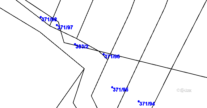 Parcela st. 371/96 v KÚ Lhota pod Radčem, Katastrální mapa