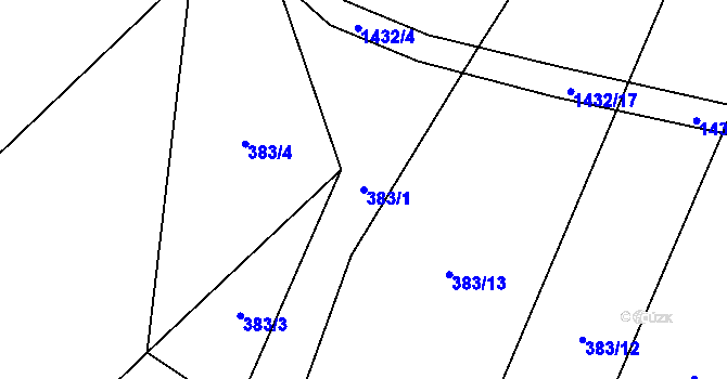 Parcela st. 383/1 v KÚ Lhota pod Radčem, Katastrální mapa