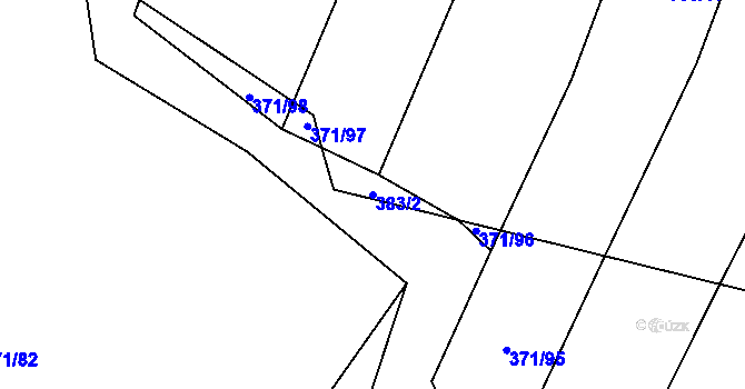Parcela st. 383/2 v KÚ Lhota pod Radčem, Katastrální mapa