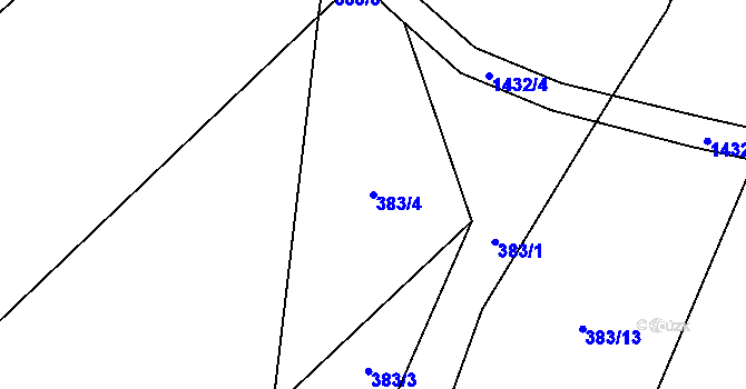 Parcela st. 383/4 v KÚ Lhota pod Radčem, Katastrální mapa